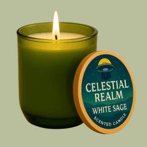White Sage Soy Candle 14oz — Celestial Realm Scented Candle (Engraved Jar)