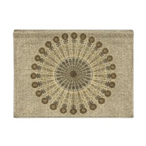 Boho Sunburst Woven Wall Tapestry – Neutral Mosaic Mandala Decor