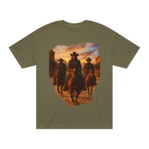 Cowgirl & Cowboy Riders Graphic Tee — Western Sunset Horseback Shirt