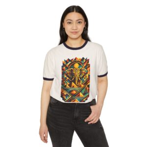 Egyptian Elephant Geometric Ringer T-Shirt