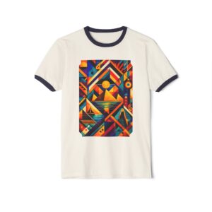 Abstract Geometric Sunset Ringer T-Shirt