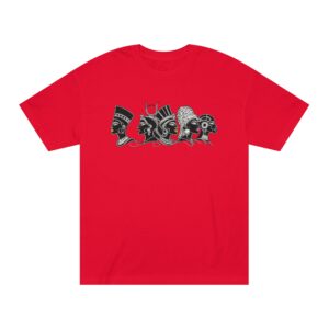 Mythic Masks Graphic Tee — Tribal Theater Art T-Shirt