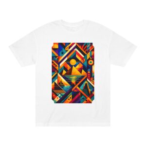 Geometric Sunset Tee — Vibrant Abstract Mound Landscape T-Shirt