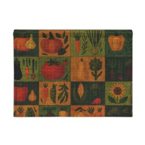 Autumn Harvest Woven Wall Tapestry — Rustic Vegetable Patch Decor