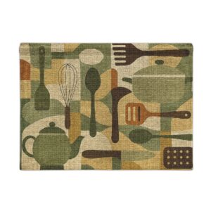 Kitchen Utensils Woven Wall Tapestry — Midcentury Retro Cookware Decor