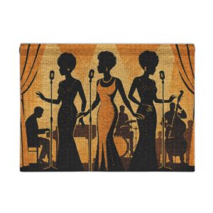 Soulful Jazz Trio Woven Wall Tapestry — Vintage Female Singers Stage Scene