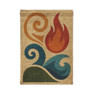 Boho Elemental Woven Wall Tapestry – Fire & Wave Abstract Decor