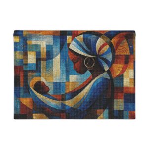 Woven Wall Tapestry — African Mother and Child Abstract Art