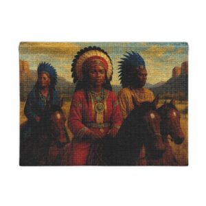 Native American Wall Tapestry — Native Chiefs on Horseback Woven Art