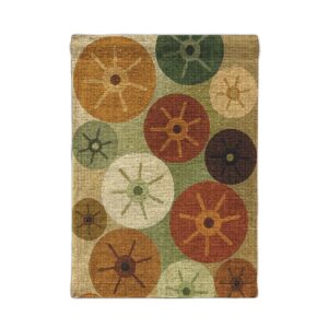 Boho Wheel Pattern Woven Wall Tapestry – Midcentury Earth Tone Home Décor