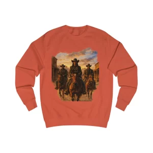 Western Outlaws Crewneck Sweatshirt — Cowboys Riding at Sunset