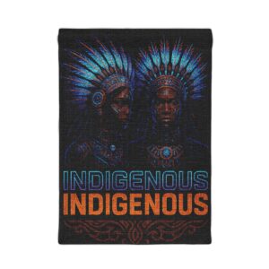 Woven Wall Tapestry — “Indigenous” Dual Portrait Tribal Headdress Decorative Tapestry for Home & Cultural Celebrations