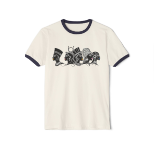 Royal Crown Black Deities Line Black Collar Art T-Shirt