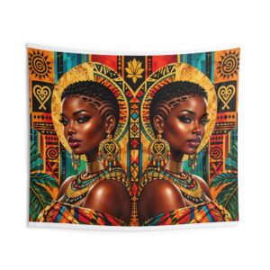 Natural Beauty Wall Tapestry — Vibrant Twin Portrait Afrocentric Home Decor