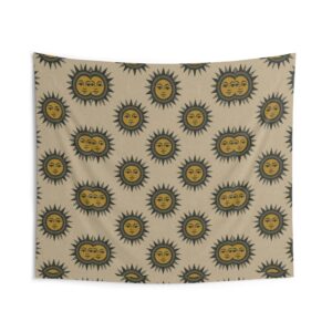Celestial Sun Face Wall Tapestry — Boho Vintage Sun Pattern for Living Room, Bedroom, Dorm