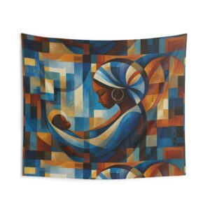 Mother and Child Wall Tapestry — Abstract Afrocentric Nursery Art