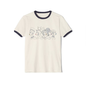Royal Crown White Line Art Black Collar Design T‑Shirt — Art of Deity Heads