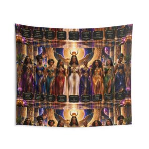 Nine Daughters Of Auset Wall Tapestry — Egyptian-Inspired Divine Feminine Home Decor
