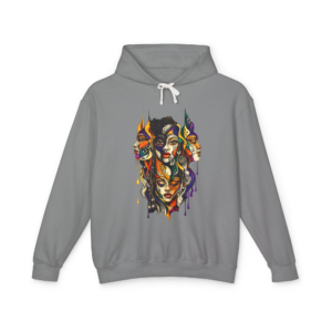 Abstract Faces Hoodie – Colorful Drip Art Pullover
