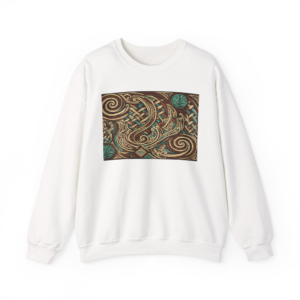 Celtic Knotwork Crewneck Sweatshirt – Vintage Green & Gold Swirl Design