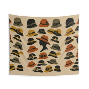 Vintage Hat Pattern Indoor Wall Tapestry