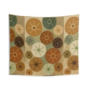 Mid-Century Circle Pattern Tapestry — Retro Geometric Wall Hanging