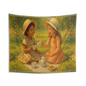 Girls’ Garden Tea Party Indoor Wall Tapestry