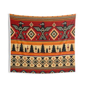Wall Tapestry - Southwestern Tribal Thunderbird Pattern, Rustic Boho Home Décor