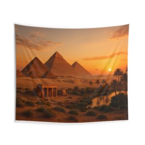 Kemet Pyramid Sunset Tapestry — Desert Landscape Wall Hanging